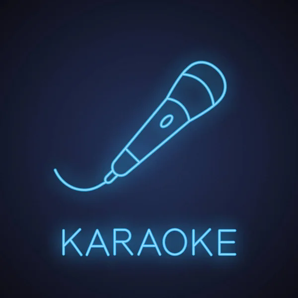Mikrofon Neonlicht Ikone Karaoke Glühende Zeichen Vektor Isolierte Abbildung — Stockvektor