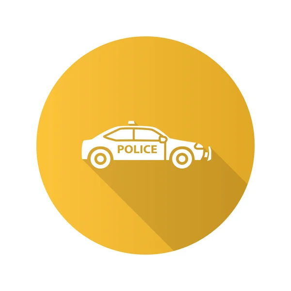 Voiture Police Conception Plate Longue Ombre Glyphe Icône Illustration Silhouette — Image vectorielle