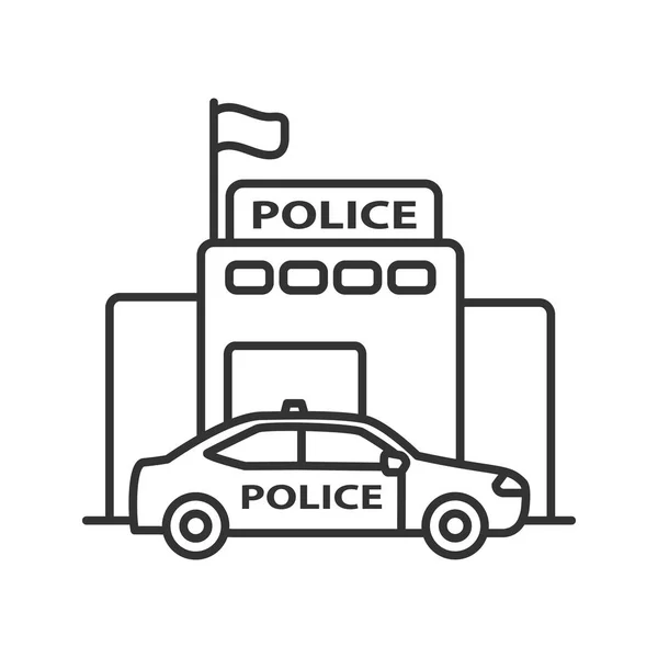 Police Construisant Icône Linéaire Illustration Fine Symbole Contour Schéma Vectoriel — Image vectorielle