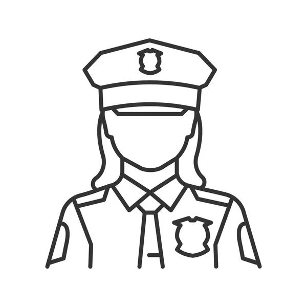 Icono Lineal Mujer Policía Oficial Policía Ilustración Línea Delgada Policía — Archivo Imágenes Vectoriales