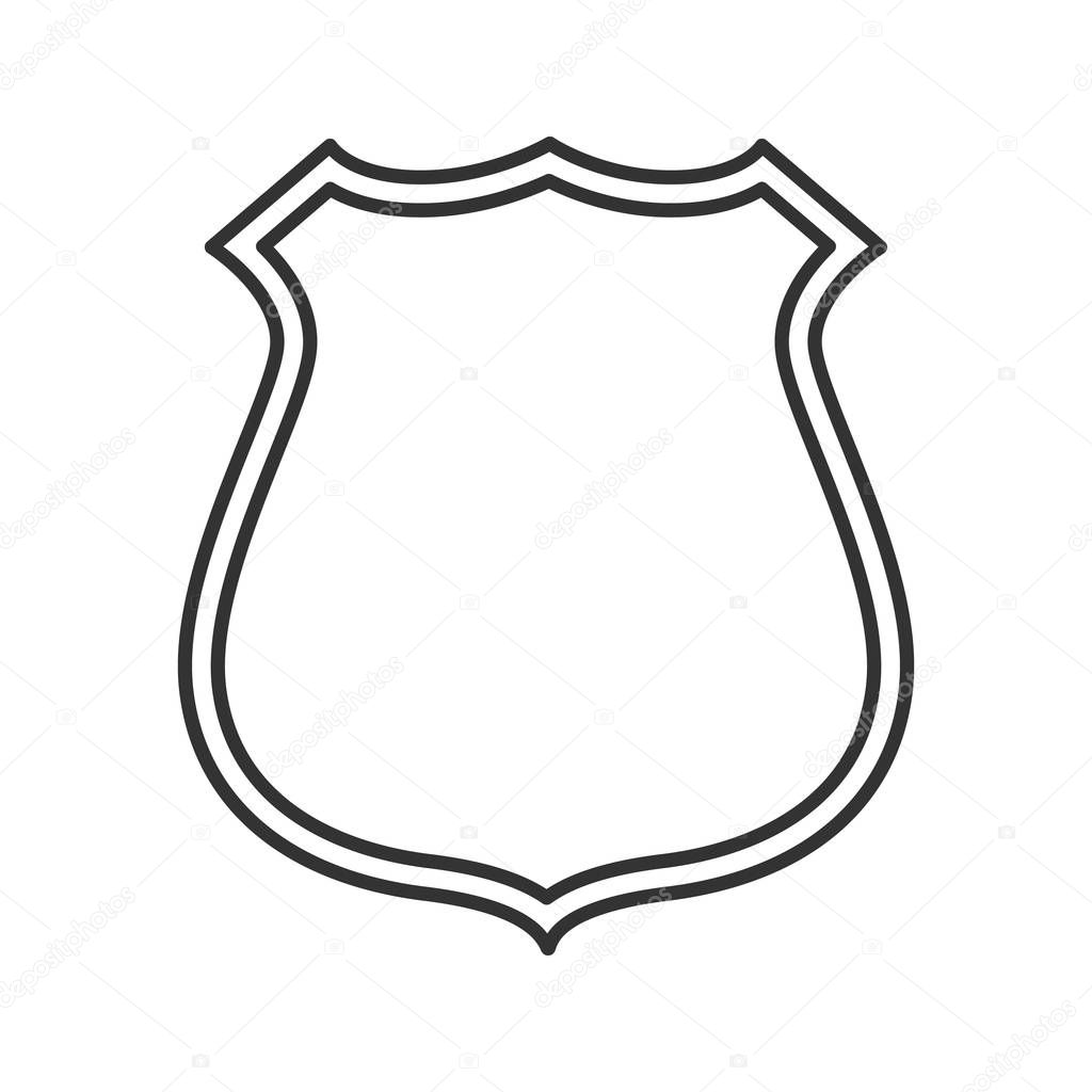 Badge, emblem linear icon. Thin line illustration. Firefighter or policeman label. Contour symbol. Vector isolated outline drawing