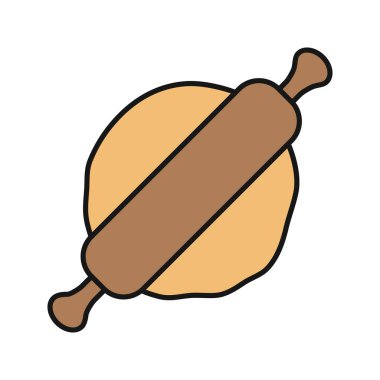 Oklava ve hamur renk simgesi. İzole vektör çizim