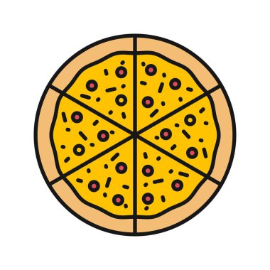 Pizza renk simgesi. Pizzacı işareti. İzole vektör çizim