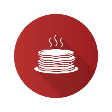 Krep yığını düz tasarım uzun gölge glif simgesi. Vektör siluet çizimi