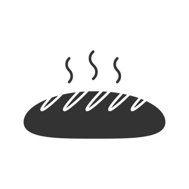 Taze ekmek somun glif simgesi. Ekmek. Siluet simge. Negatif alan. İzole vektör çizim