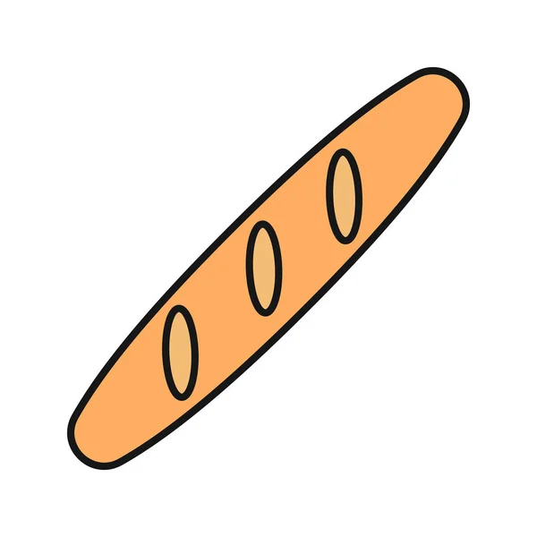 Μπαγκέτα Εικονίδιο Χρώμα Γαλλικό Ψωμί Καρβέλι Απομονωμένη Διανυσματικά Εικονογράφηση — Διανυσματικό Αρχείο