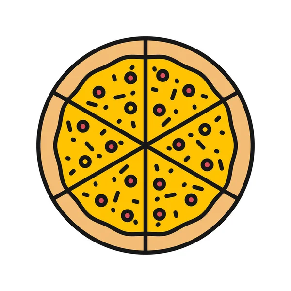 Pizza Színes Ikon Pizzéria Jele Elszigetelt Vektoros Illusztráció — Stock Vector