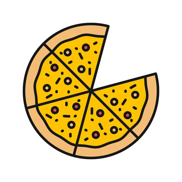 Pizza Färgikonen Pizzeria Tecken Isolerade Vektorillustration — Stock vektor