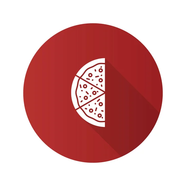 Die Hälfte Der Pizza Flache Design Langen Schatten Glyphen Symbol — Stockvektor