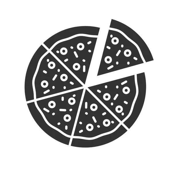 Egy Szelet Pizza Elválasztott Karakterjel Ikonra Sziluettjét Szimbólum Negatív Tér — Stock Vector