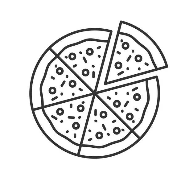 Pizza Jedné Výseče Odděleny Lineární Ikonu Tenká Linie Obrázku Obrysu — Stockový vektor
