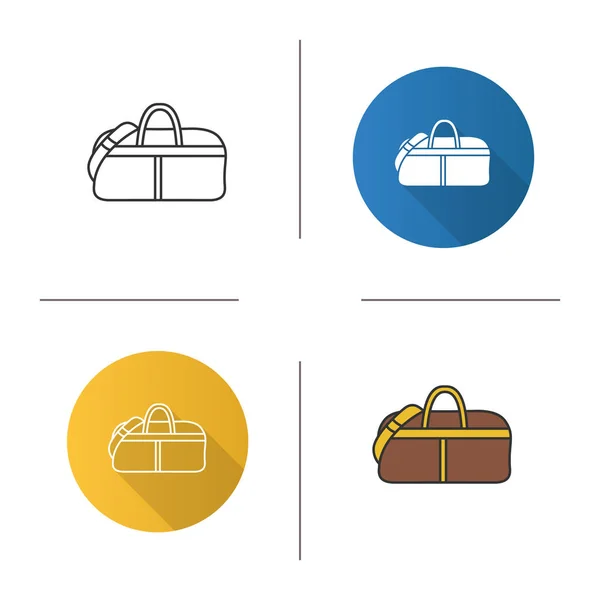 Sports Bag Icon Flat Design Linear Color Styles Duffel Handbag — Stock Vector