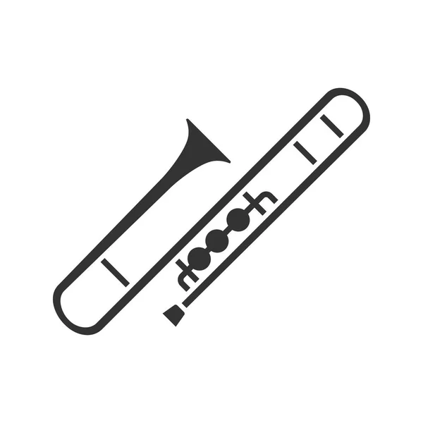 Trombone Glyph Pictogram Trompet Silhouet Symbool Negatieve Ruimte Vectorillustratie Geïsoleerd — Stockvector