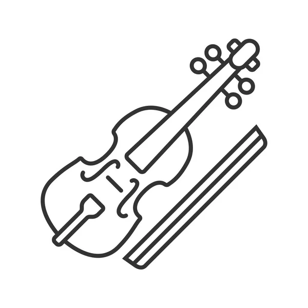 Viola Und Bogen Lineares Symbol Schmalspur Illustration Cello Kontursymbol Vektor — Stockvektor