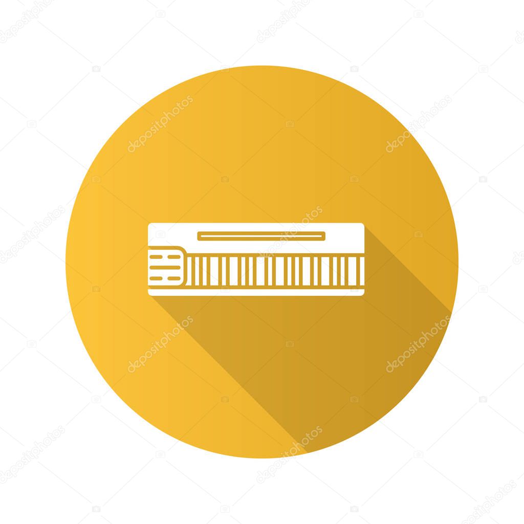 Mellotron flat design long shadow glyph icon. Synthesizer. Vector silhouette illustration