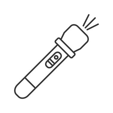 El feneri doğrusal simgesi. İnce hat illüstrasyon. Cep ışık. El feneri. Kontur sembolü. Çizim vektör izole anahat