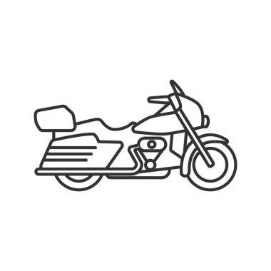 Motosiklet doğrusal simgesi. İnce hat illüstrasyon. Motosiklet. Kontur sembolü. Çizim vektör izole anahat