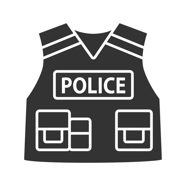 Polizei Taktische Weste Glyphen Symbol Kugelsichere Weste Silhouette Symbol Negativer — Stockvektor