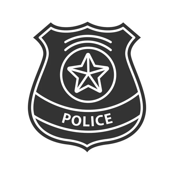 警察の探偵バッジのグリフのアイコン シルエットのシンボル 強制供給 否定的なスペース 分離したベクトル図 — ストックベクタ