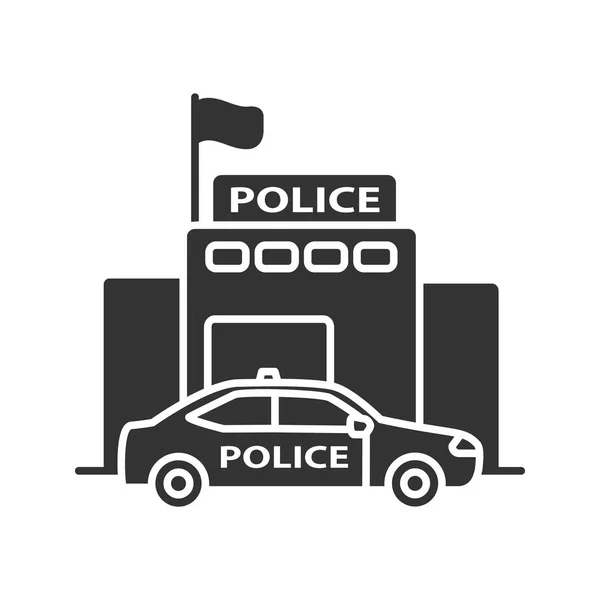 Afdeling Van Politie Gebouw Glyph Pictogram Silhouet Symbool Negatieve Ruimte — Stockvector