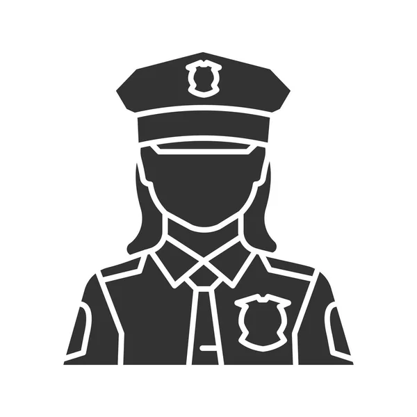 Icono Glifo Mujer Policía Oficial Policía Policía Símbolo Silueta Espacio — Vector de stock