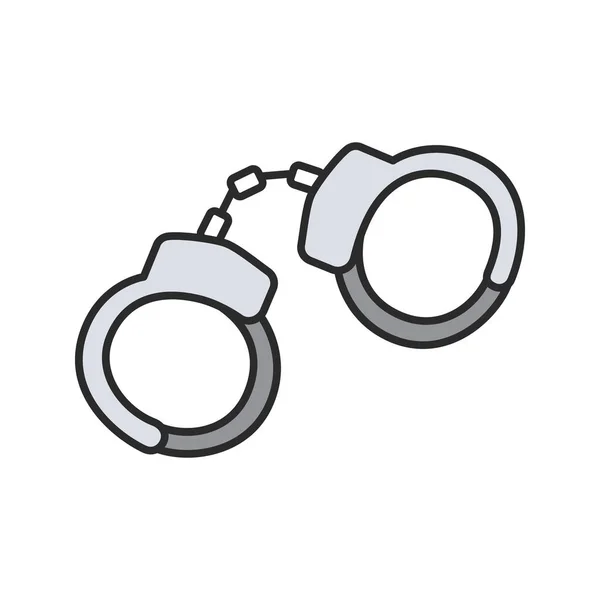 Handcuffs Color Icon Manacle Isolated Vector Illustration — Stock Vector