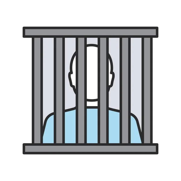 Prisoner Color Icon Jail Prison Isolated Vector Illustration — Stock Vector