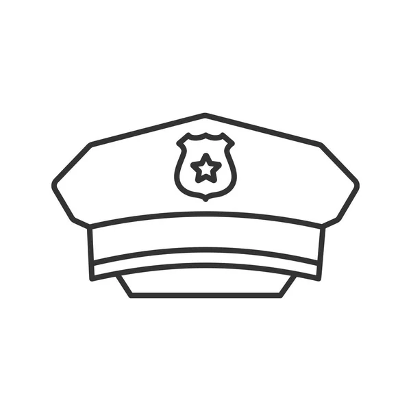 警官の帽子線形アイコン 細い線の図 警官のキャップ 輪郭のシンボル ベクトル分離外形図 — ストックベクタ