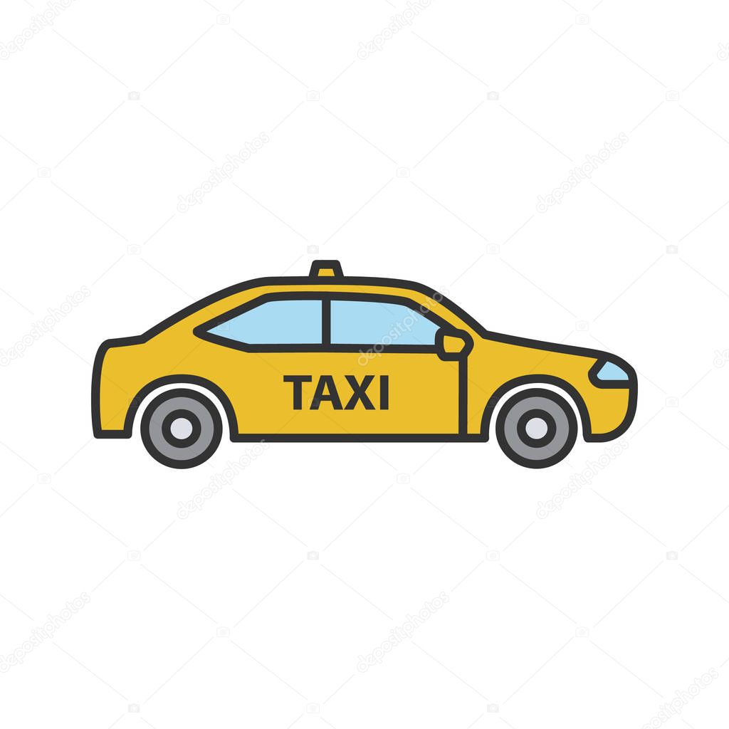 Car color icon. Taxi. Automobile. Isolated vector illustration