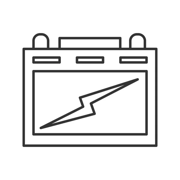 Автомобільна Лінійна Піктограма Батареї Тонка Лінія Ілюстрації Свинцево Кислотний Акумулятор — стоковий вектор