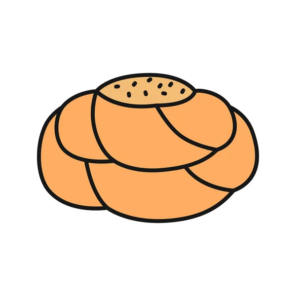 Pastry Bread Color Icon Sweet Dough Fancy Bread Isolated Vector — Stock Vector