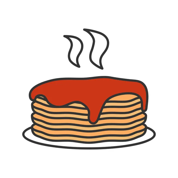 Frische Pfannkuchen Stapeln Sich Mit Marmelade Oder Honig Farbe Symbol — Stockvektor