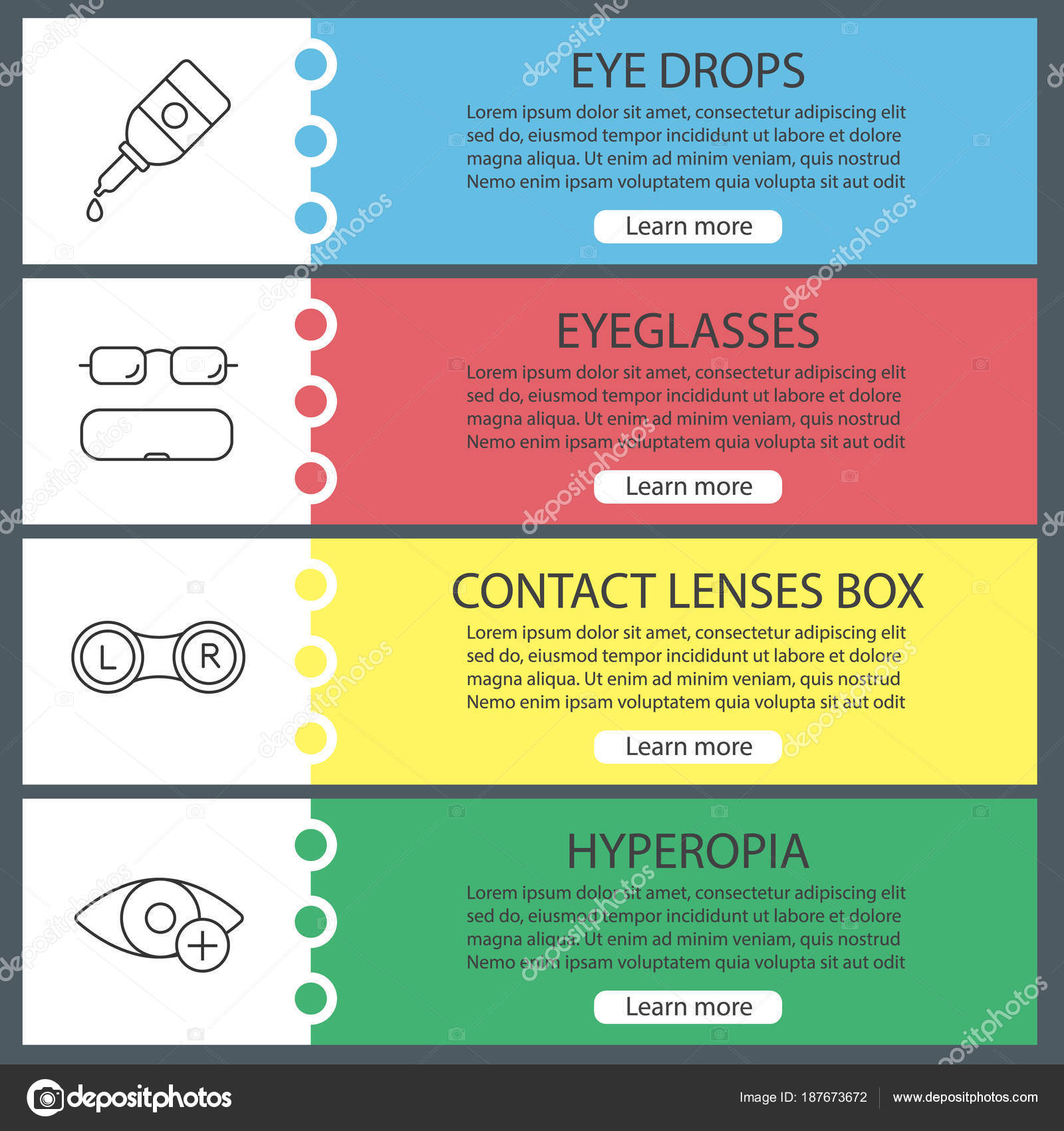ophthalmology web banner templates set eye drops eyeglasses case website banner templates