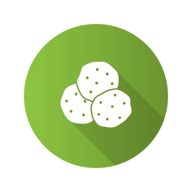 Çikolata düz tasarım uzun gölge glif simgesi fişleri. Kurabiye. Vektör siluet çizimi