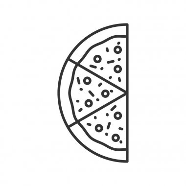 Yarısı pizza doğrusal simgesi. İnce hat illüstrasyon. Kontur sembolü. Çizim vektör izole anahat