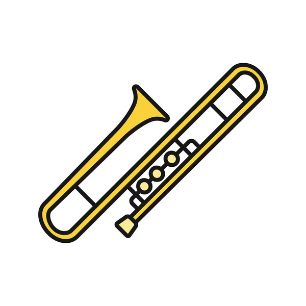 Icona Colore Trombone Tromba Illustrazione Del Vettore Isolato — Vettoriale Stock
