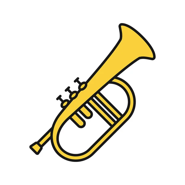 Icône Couleur Flugelhorn Cornet Bugel Illustration Vectorielle Isolée — Image vectorielle