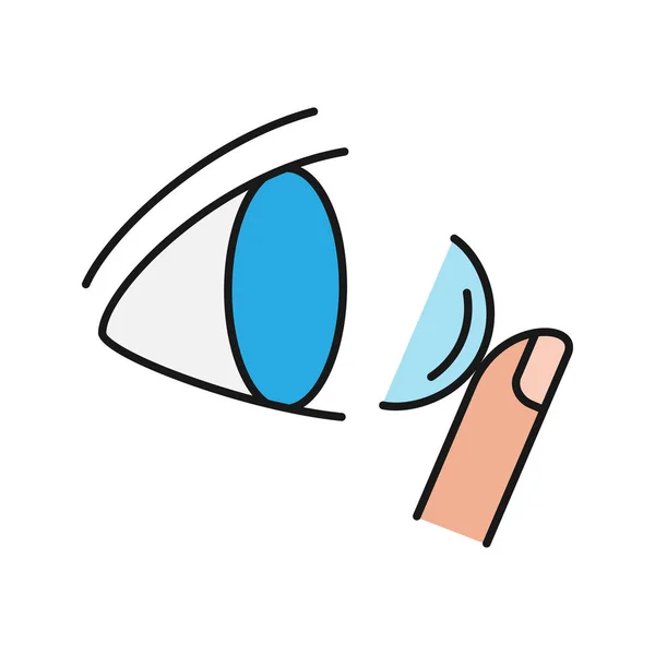 眼との接触のレンズ色のアイコン 分離ベクトル図 — ストックベクタ