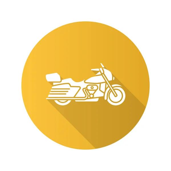 Motorbike Flat Design Long Shadow Glyph Icon Motorcycle Vector Silhouette — Stock Vector
