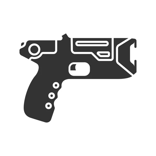 Taser Glyph Pictogram Invaliderende Pistool Elektroshock Wapen Silhouet Symbool Negatieve — Stockvector