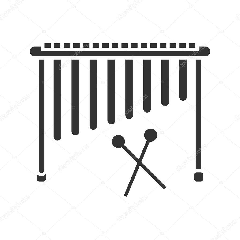 Marimba glyph icon. Silhouette symbol. Negative space. Vector isolated illustration