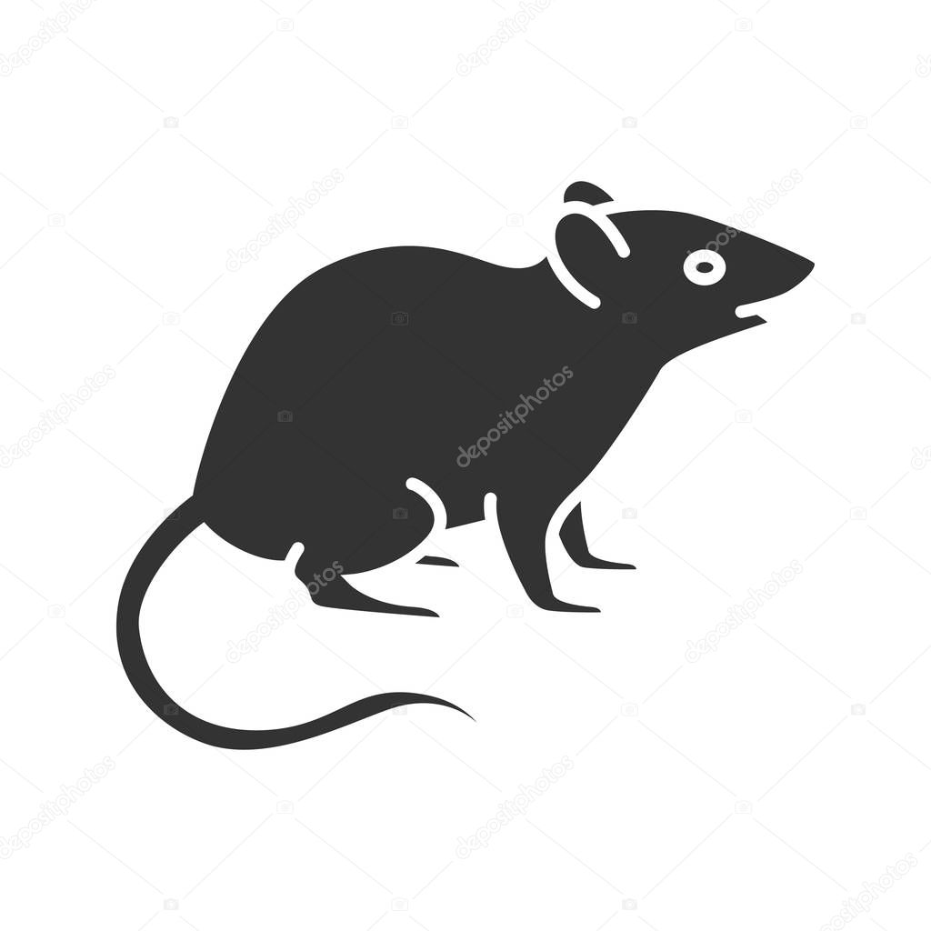 Mouse glyph icon. Rat. Silhouette symbol. Negative space. Vector isolated illustration