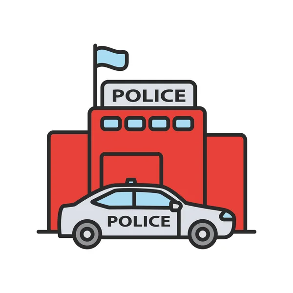 Afdeling Van Politie Gebouw Kleur Pictogram Geïsoleerde Vectorillustratie — Stockvector