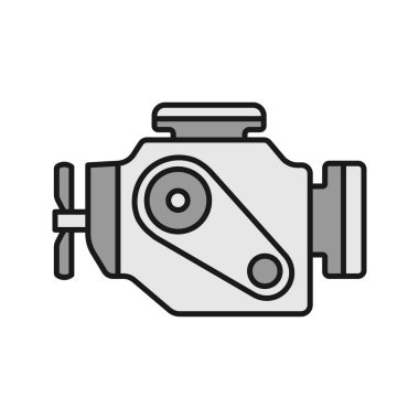 Beyaz arka plan üzerinde izole renkli araba motoru simgesini