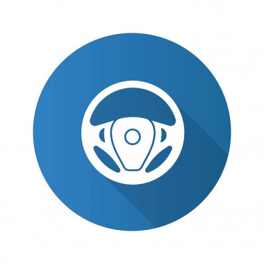 Beyaz arka plan üzerinde izole araba dümen düz tasarım simgesi