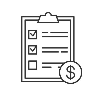 Beyaz arka plan üstünde dolar işareti doğrusal kutsal kişilerin resmi ile servis listesi