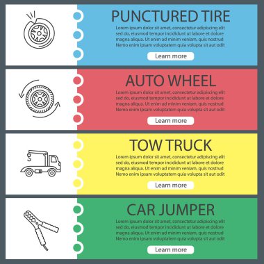 Beyaz arka plan üzerinde renkli otomatik atölye web afiş Şablonlar