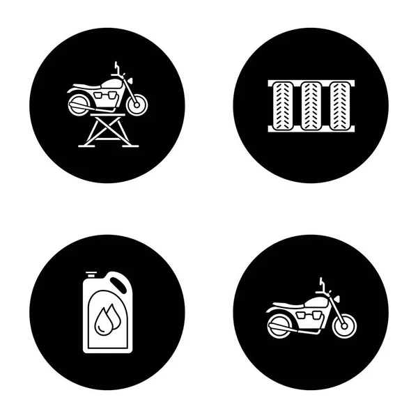 Set Auto Workshop Glyph Icons White Background — Stock Vector