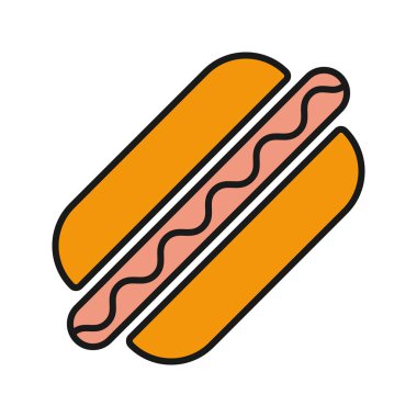 Beyaz arka plan üzerinde izole renkli Amerikan sosisli sandviç simgesi