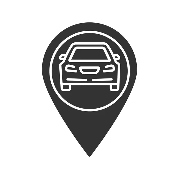 地图定位与车内的标志符号图标在白色背景下隔离 — 图库矢量图片